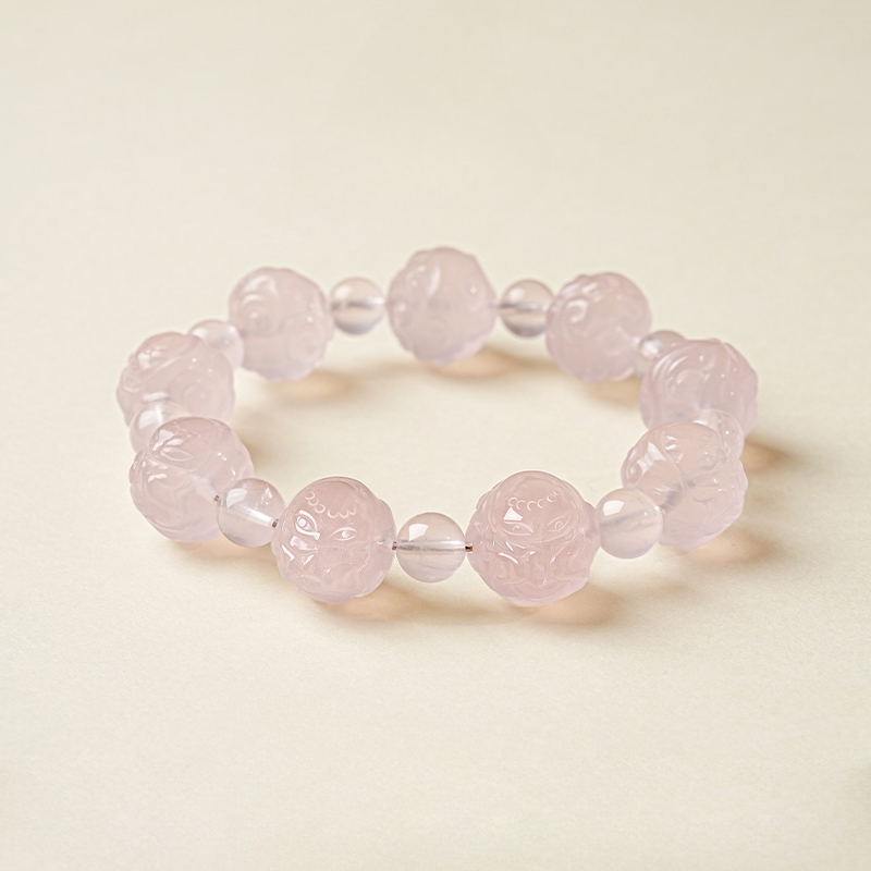 Rose Quartz Bracelet - Fox Carving