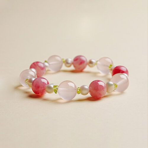 Rose Quartz Bracelet - Pearly Green Crystal