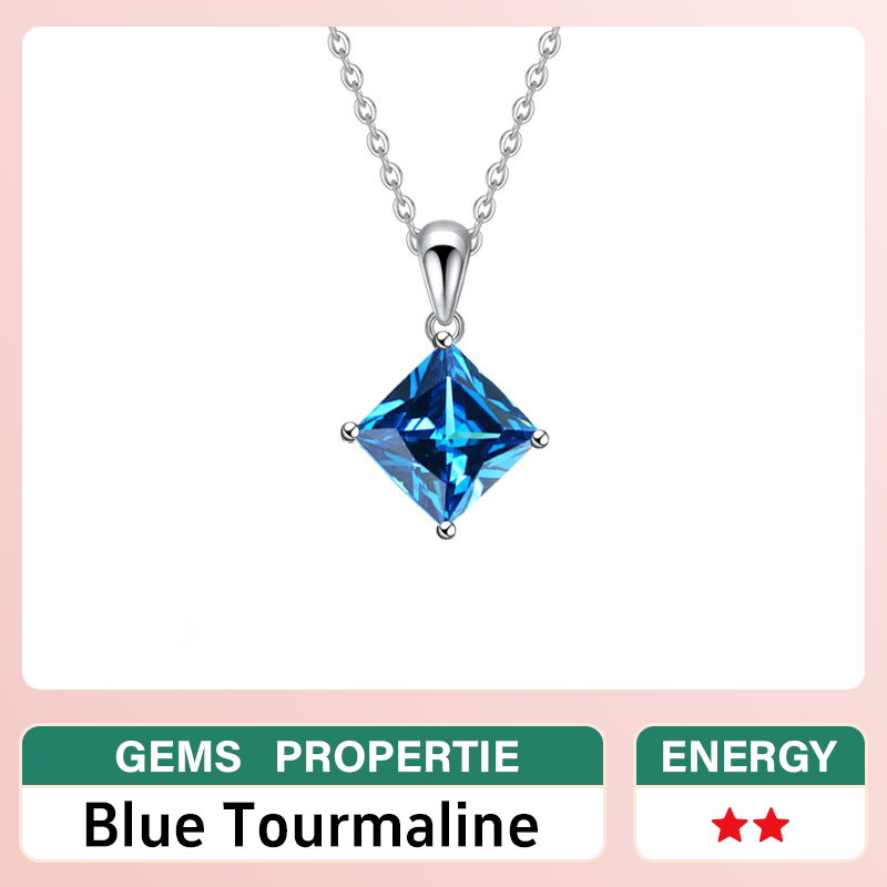 Blue Tourmaline Necklace -Star Vein