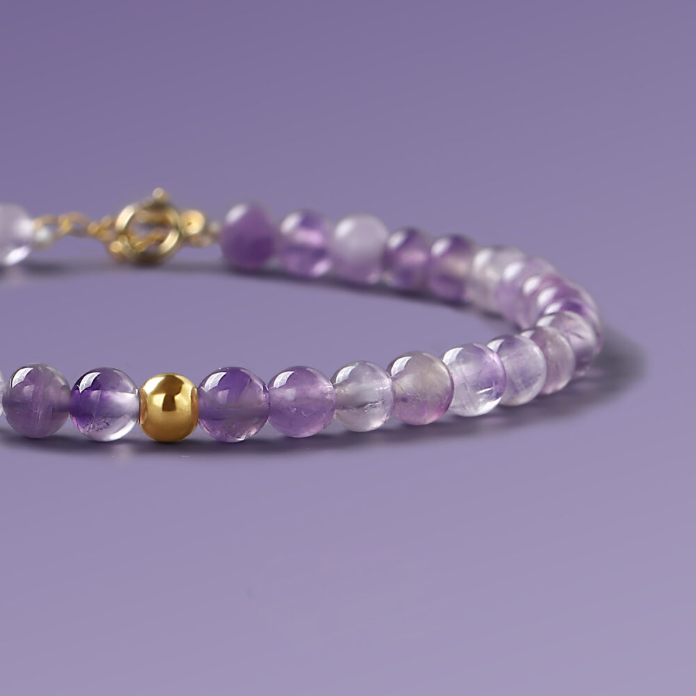 18K Gold Bead Amethyst Bracelet 4