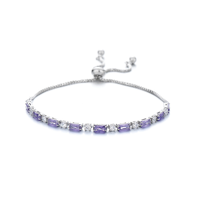 Amethyst Sterling Silver Bracelet with Diamonds