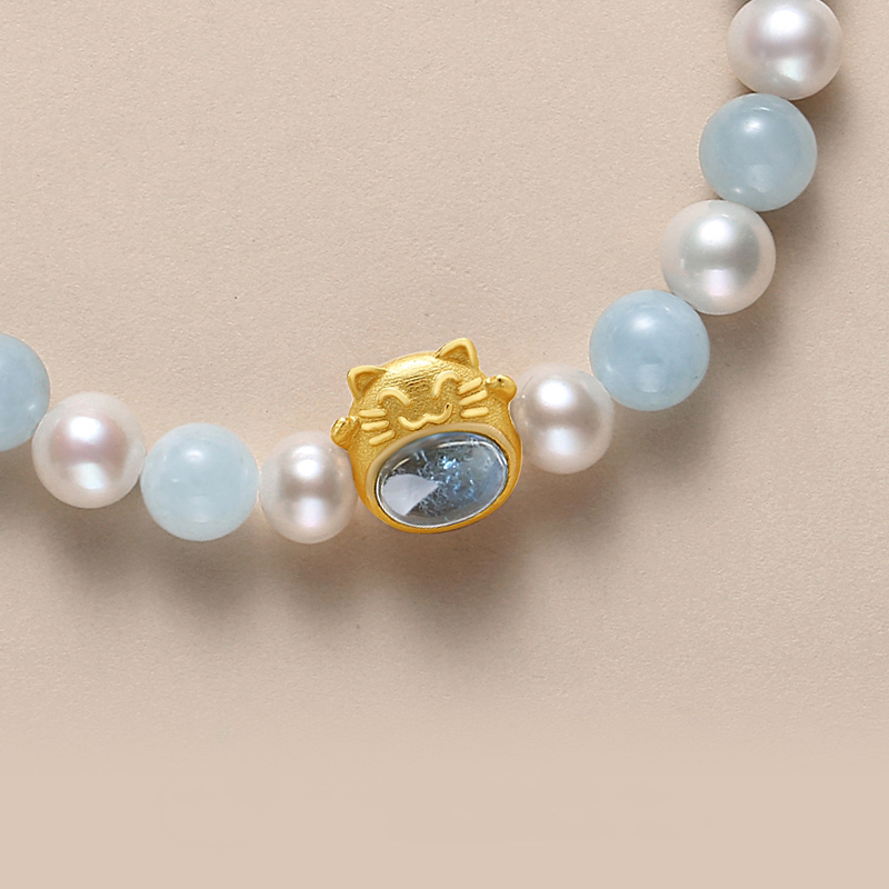 Aquamarine Bracelet Fortune Cat 4 Aquamarine Bracelet Fortune Cat 4