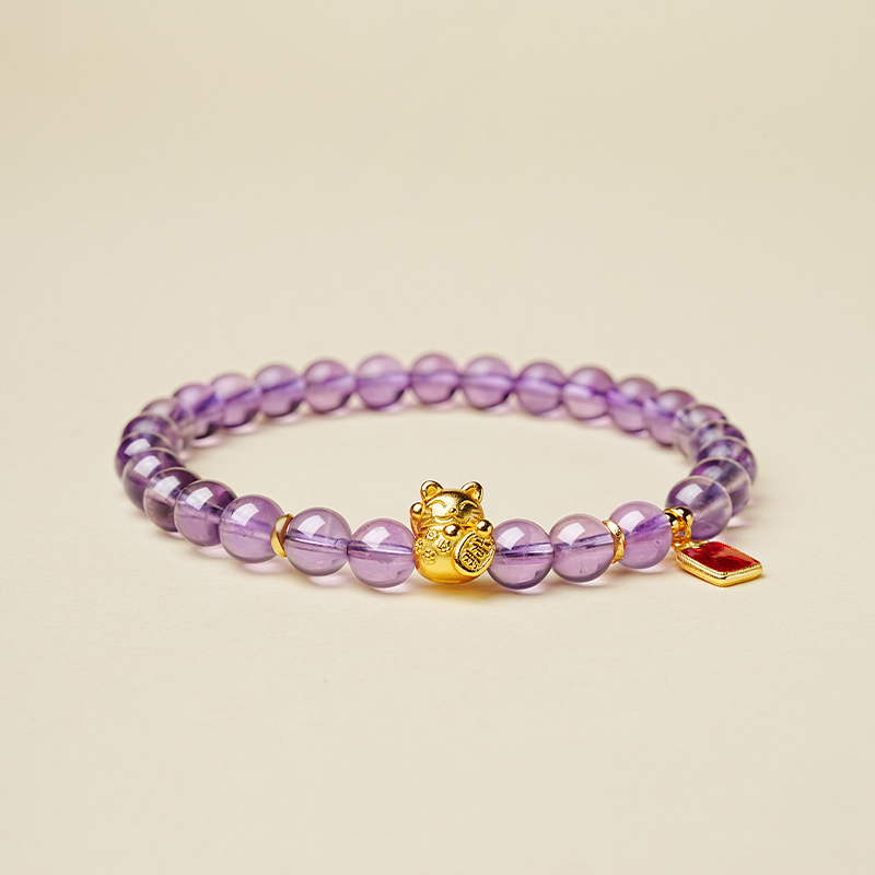 Fortune Cat Amethyst Bracelet | Enhanc Wealth