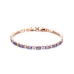 14K Rose Gold Gems Bracelet Amethyst &Amp; Diamonds