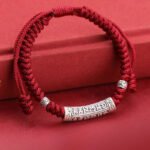 Handmade Silver Mantra Tibetan Buddhist Red String Bracelet