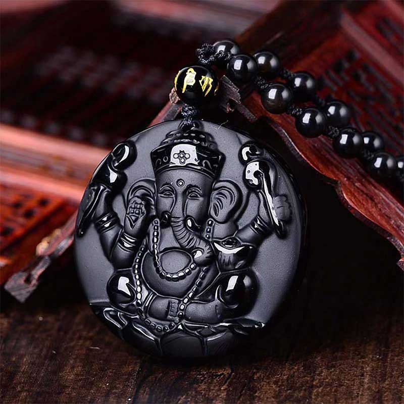 Obsidian Maitreya Buddha Necklace - Safeguarding Security