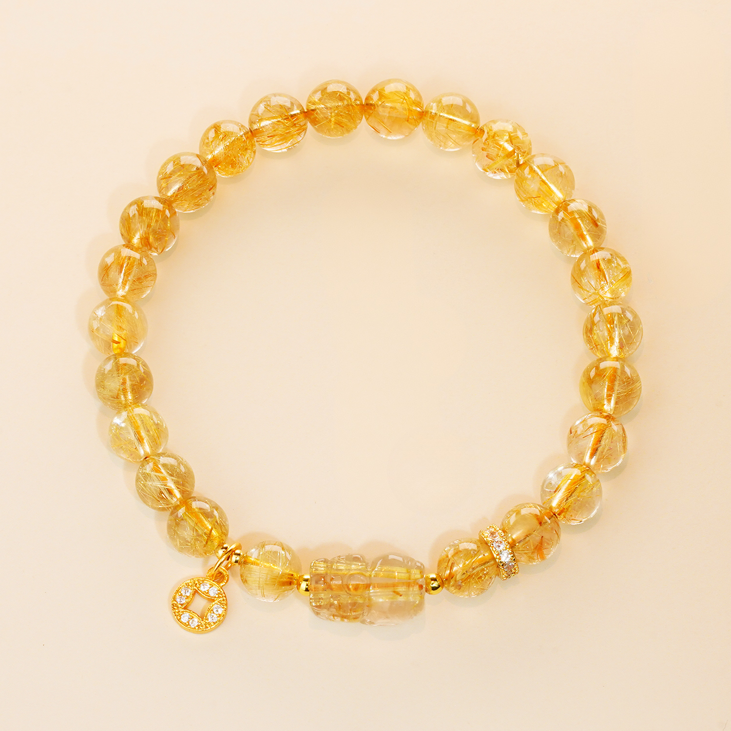 Golden Rutilated Quartz Bracelet With Pixie | Best Wealth Wizard