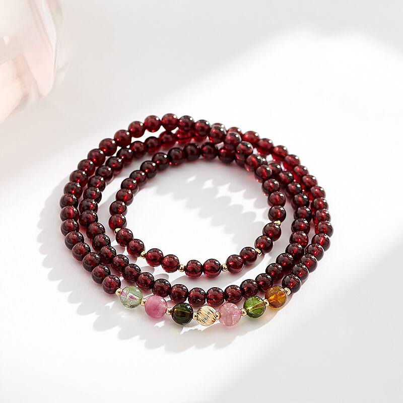 Colorful Tourmaline Garnet Bracelet with Multiple Link